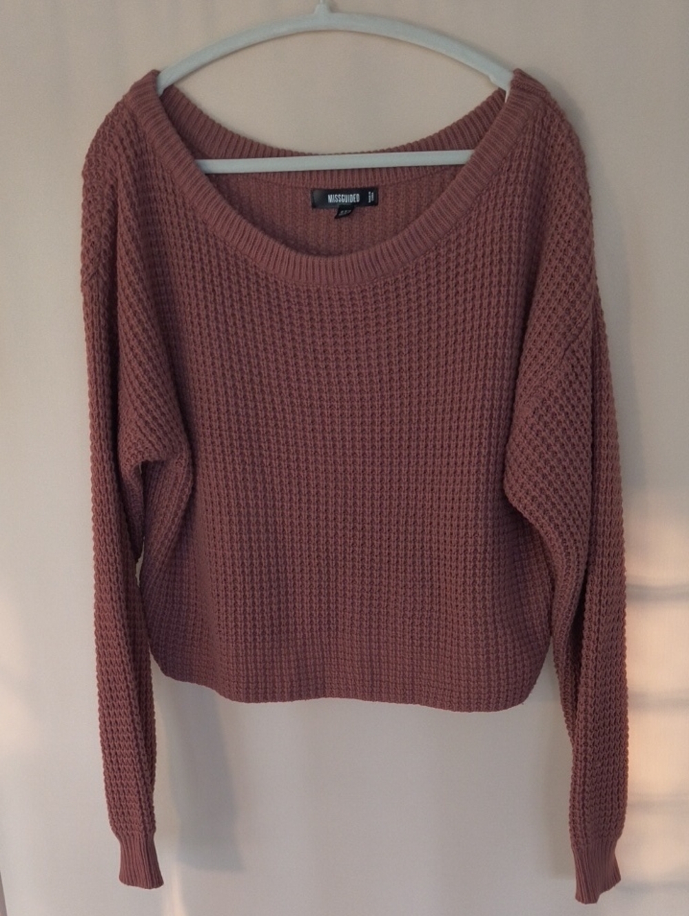 Missguided Burnt Orange Waffle-Knit Scoop Neck Sweater Like New Size US 6/8